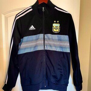 Adidas 2018 Argentina AFA Soccer Futbol Full Zip Black Track Jacket Size Medium